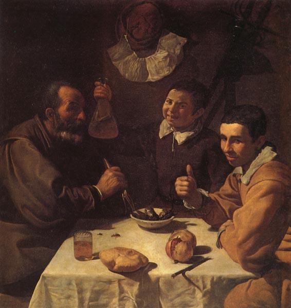 VELAZQUEZ, Diego Rodriguez de Silva y Three Men at a Table oil painting picture